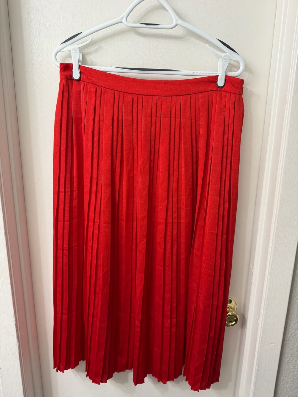 Banana Republic Red Pleated Midi Skirt